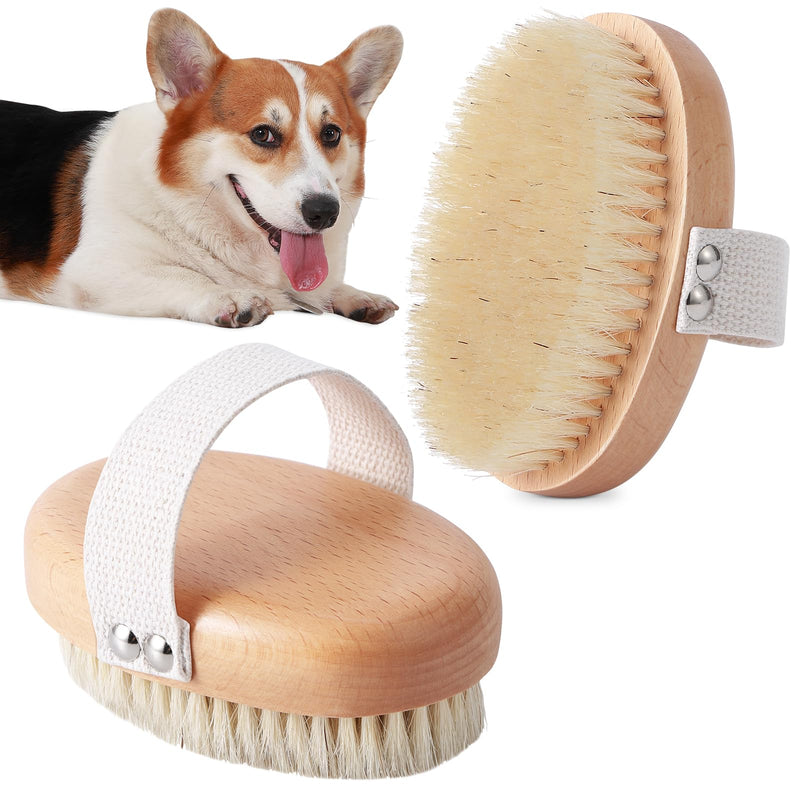 Soft Boar Bristle Pet Palm Brush for Short Haired Dogs and Cats with Band, Reduce Shedding, Ergonomic Dog Brush, Easy to Hold and Reduces Stress On Your Wrist | Ideal for Daily Grooming Wood - BeesActive Australia