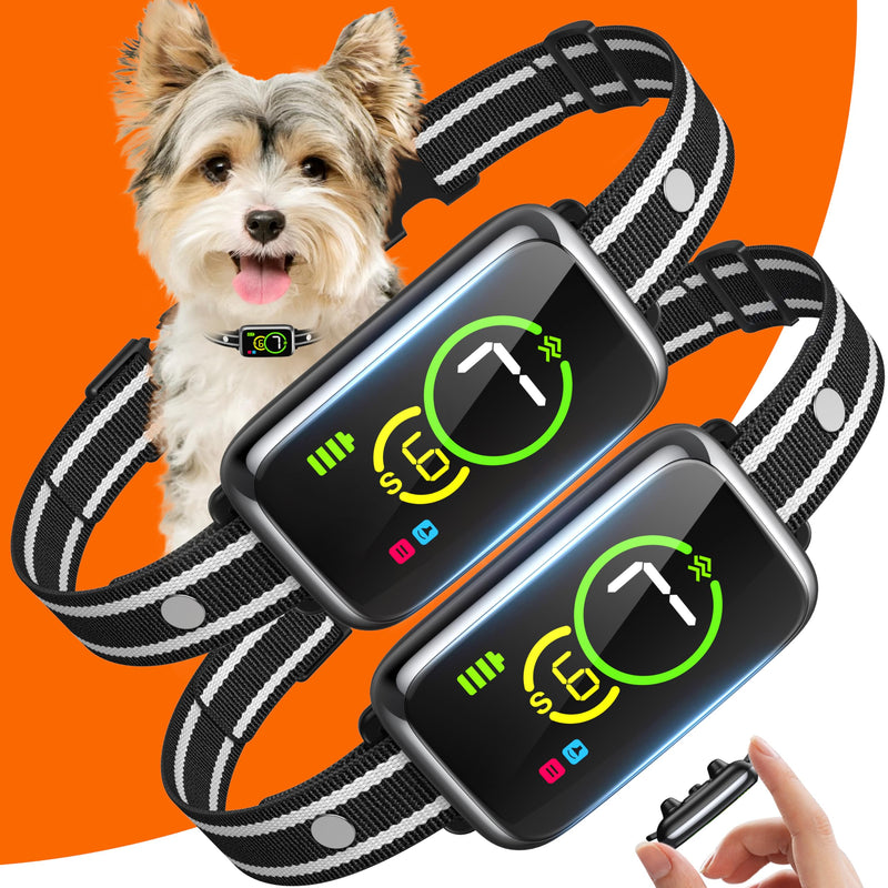 Dog Bark Collar 2 Pack, Smart Bark Collar for Small Medium Large Dogs, Safe & Humane Dog Barking Collar, Automatic Anti Bark Collar with Adjustable Beep Vibration Modes and 7 Sensitivity，Black Black - BeesActive Australia
