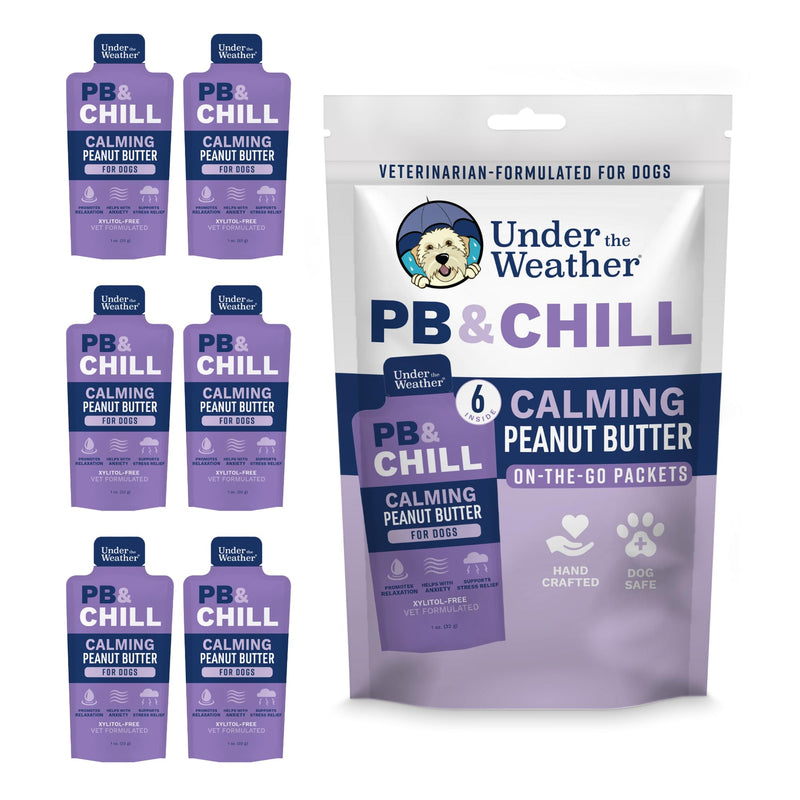 Under the Weather Pet PB & CHILL Dog Peanut Butter Dog Treats | Vet-Formulated 100% Natural and Tasty Calming Treats for Dogs | Promotes Calmness and Relieves Anxiety for Dogs | 1 Oz - Pack of 6 - PawsPlanet Australia