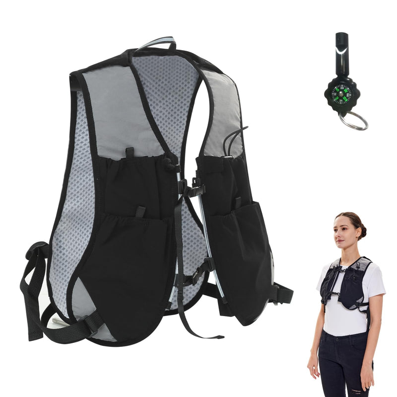 Running Vest for Men & Women, Lightweight Running Hydration Pack with 5 Pockets, Reflective Running Water Vest for Marathon, Hiking & Cycling, Waterproof Water Running Backpack with Phone Pocket