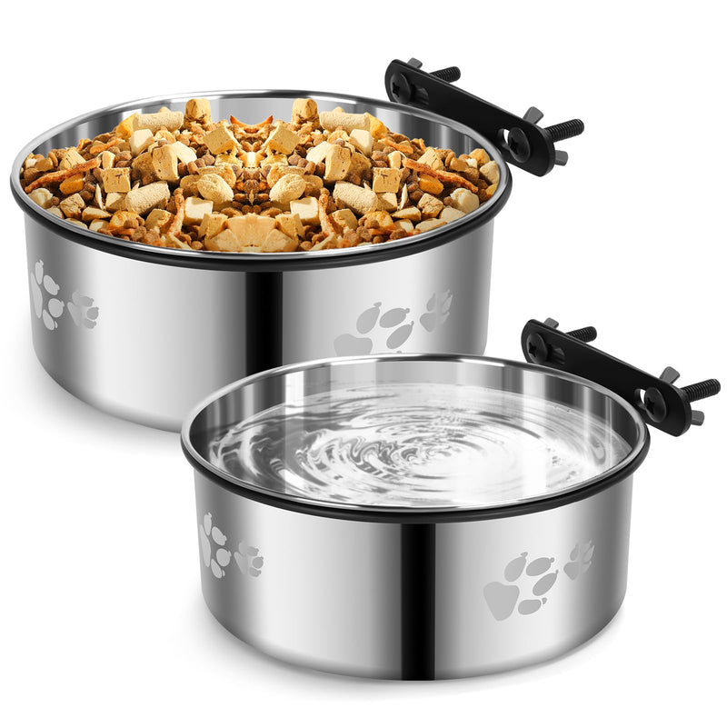 2 Pack Dog Crate Bowl, Metal Dog Water Food Bowl No Spill,Hanging Dog Bowls for Kennel,Dog Crate Water Feeder,Stainless Steel Kennel Dog Bowls Mountable for Dogs Cats Bunny Ferret Bird M(6.3x2.5"&5.5x2.4") - BeesActive Australia