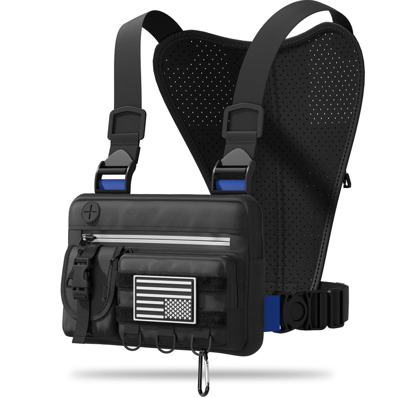 Sports Chest Bag For Men, Running Vest Bag with Water Resistant Lightweight Front Chest Pack With Built-In Phone Holder & Extra Storage For Workouts, Cycling, Hiking, L Size Large