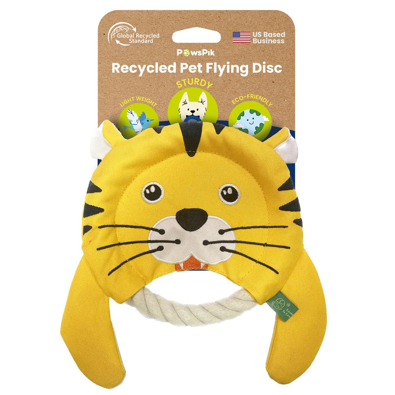 Flying Disc Tug-of-War Toy, Eco-Friendly Recycled Material, Squeaker Toy for Medium and Large Dogs, for Throwing & Fetching 8.5" Diameter (Tough Tiger) Tough Tiger - BeesActive Australia