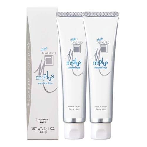 APAGARD® M-Plus, Sangi's Nano-Hydroxyapatite Toothpaste for Naturally Whiter Teeth, No Fluoride, for Family use, 125g / 4.4 oz, Mild Mint Flavor, Pack of 2