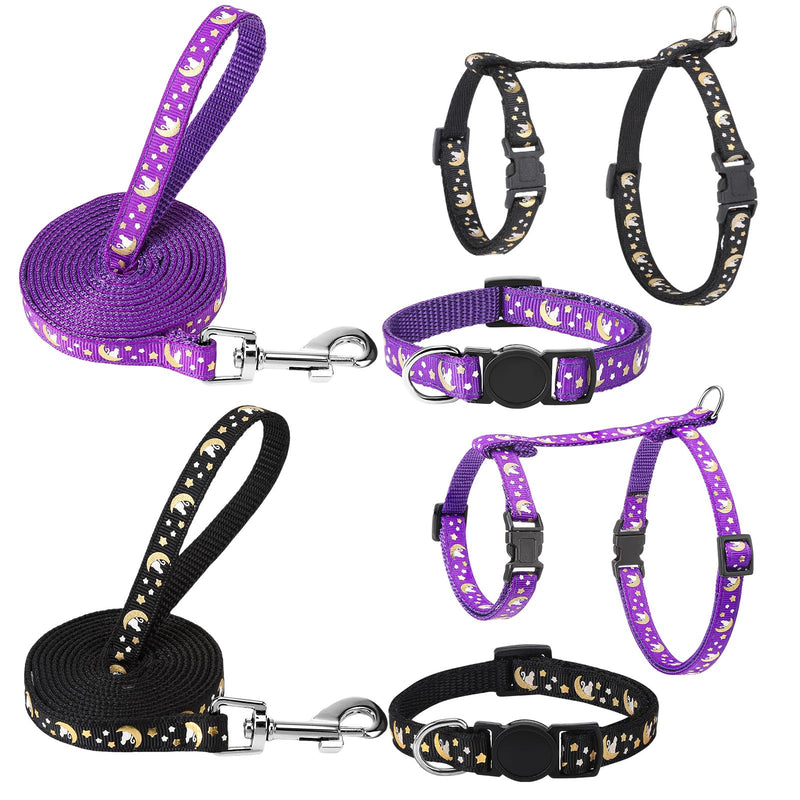 2 Pack Cat Harness and Leash with Collar Set, Escape Proof Cat Harness Adjustable Kitten Harness Glow in The Dark for Small Medium Cats - BeesActive Australia