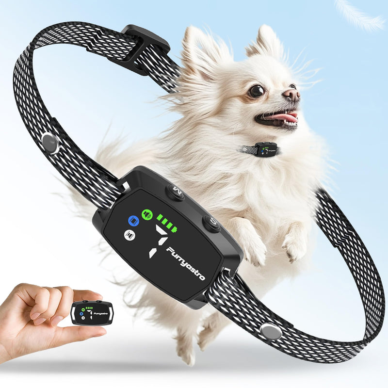 Bark Collar for Small Medium Dogs 5-15lbs. Dog Bark Collar with No Shock Safe & Humane Mode，Barking Collar with 7 Adjustable Sensitivity & 3 Adjustable Beep & Vibration Modes black&white - BeesActive Australia