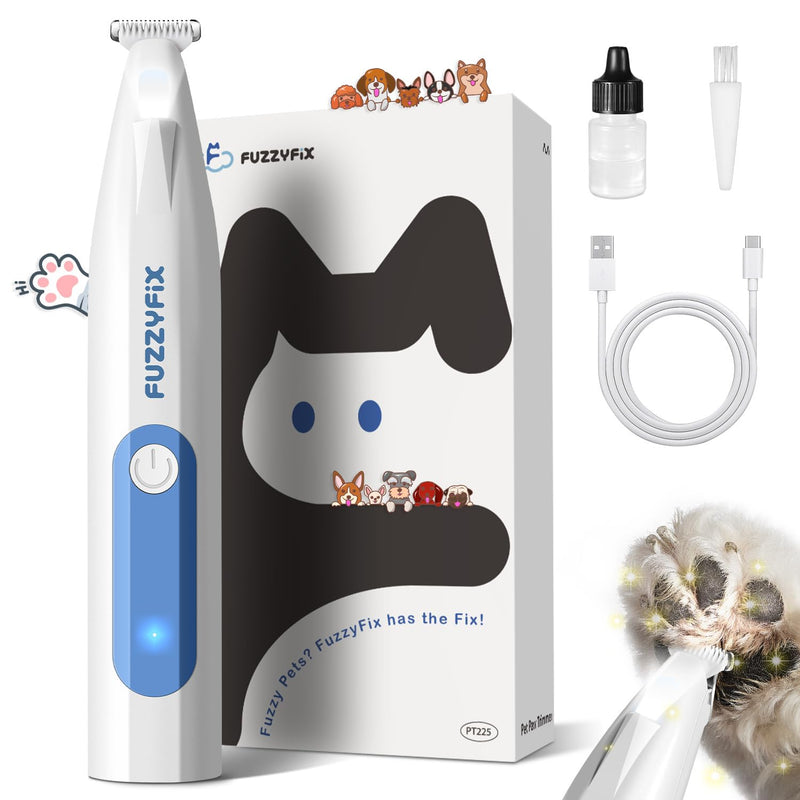 Dog Paw Trimmer with LED Light, 18 mm Widen Blade, Low Noise Dog Clippers for Grooming, Type-C Rechargeable Dog Grooming Clippers for Paws, Eyes, Ears, Face, Rump Light Blue - BeesActive Australia
