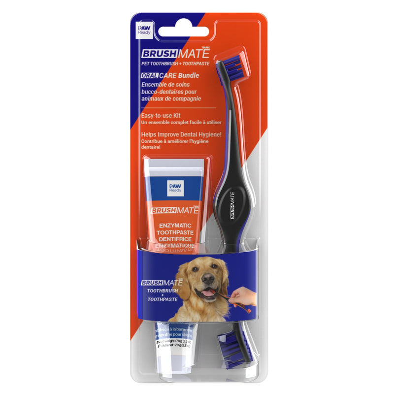from Doggy Breath to Doggy Fresh Dog Dental Care Kit Includes Enzymatic Toothpaste for Dogs Plus BrushMate Dual Brush Head Toothbrush with Angled Bristles - PawsPlanet Australia