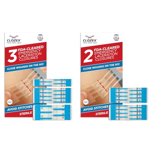 Clozex Emergency Wound Closure Bundle, Skin Closure Device for Laceration Repair Without Stitches – Treat 5 Individual Wounds, Combine for Up to 7 1/4" Total Length