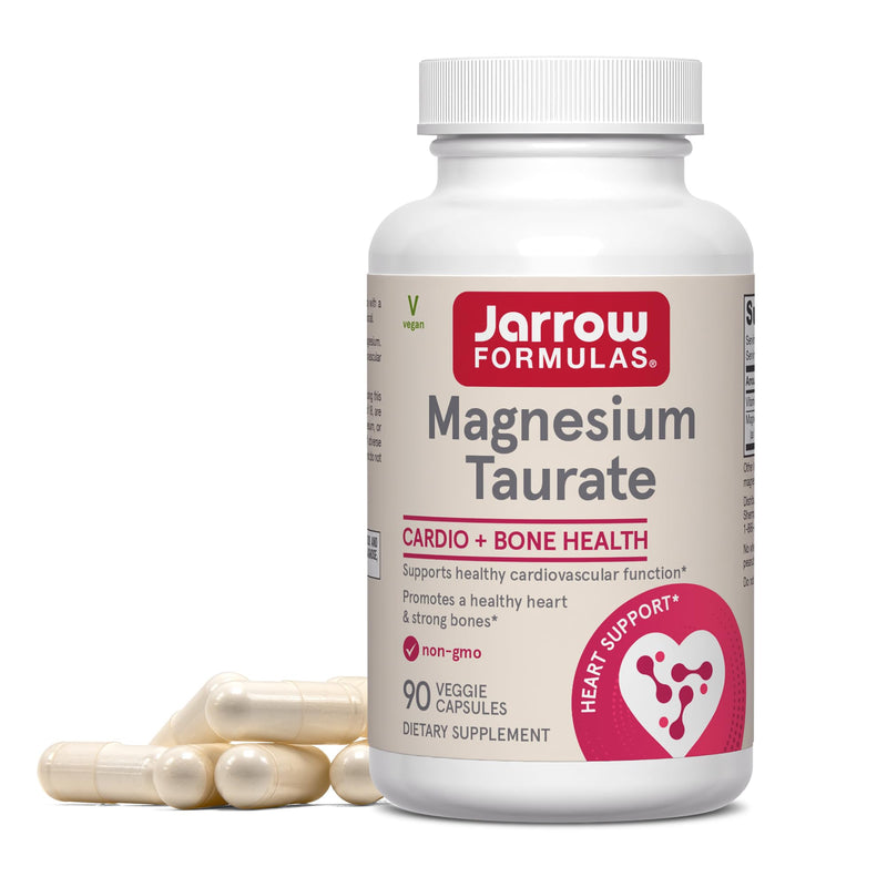 Jarrow Formulas Magnesium Taurate, Dietary Supplement, Supports Cardio and Bone Health, 300 mg per Servings, 90 Veggie Capsules, Up to a 30 Day Supply - BeesActive Australia