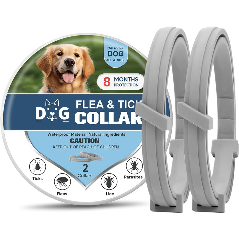 Dog Flea and Tick Collars, Natural Flea Repellent for Dogs, Tick Collars for Dogs, Dog Flea Collars, 8 Months Prevention, Suitable for Large Dogs, Medium Dogs, Small dogs-2P - BeesActive Australia