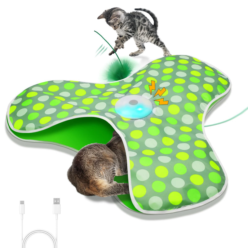 Interactive Cat Toy, Automatic Cat Toys for Indoor Cats, Hide and Seek Cat Toy with Motion Activated, Moving Feather, Chirping, USB Rechargeable - BeesActive Australia