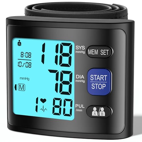 GUAEVER Wrist Blood Pressure Monitor with Backlit LCD Display, FDA Cleared