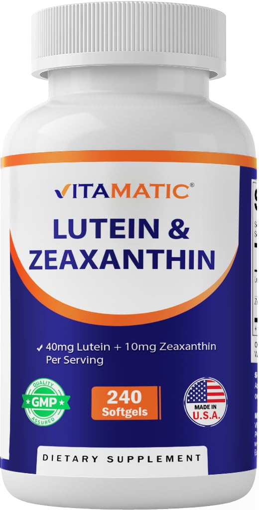 Vitamatic Lutein 40mg with Zeaxanthin 10mg, Eye Health Support Supplement, 240 Softgels - BeesActive Australia
