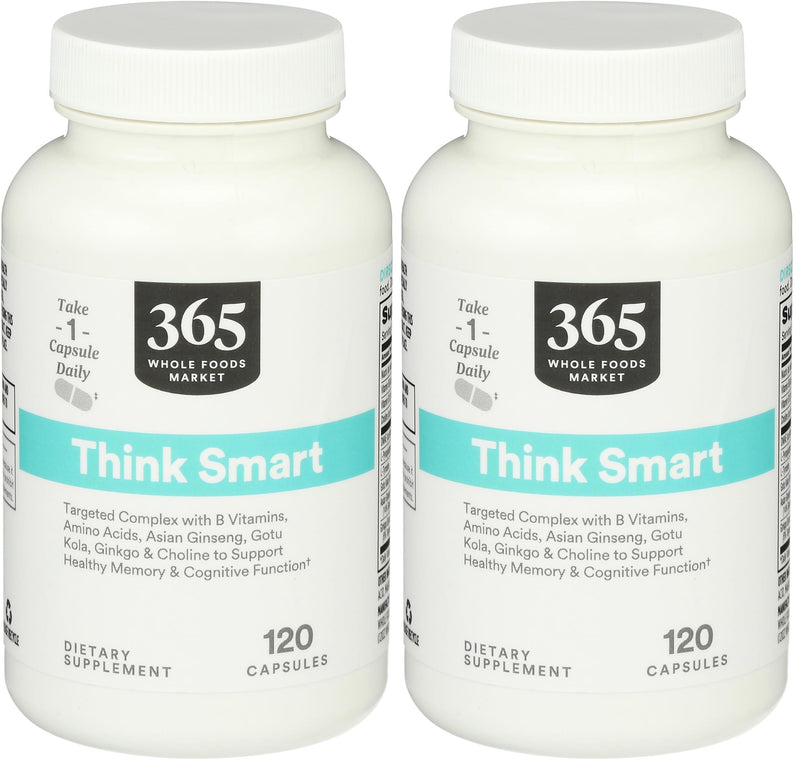 365 by Whole Foods Market, Think Smart with Ginkgo Biloba, 120 Capsules (Pack of 2) 120 Count (Pack of 2)
