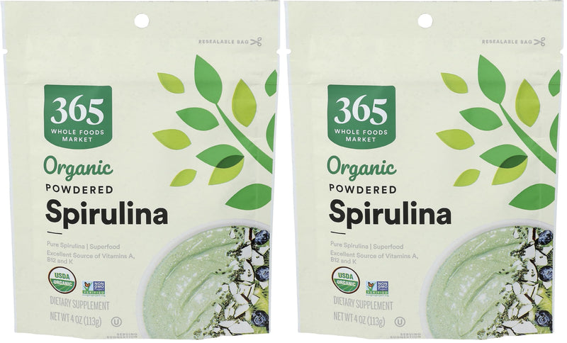 365 by Whole Foods Market, Organic Spirulina Superfood Powder, 4 Ounce (Pack of 2) 4 Ounce (Pack of 2)