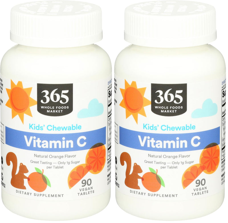 365 by Whole Foods Market, Kids Essentials Chewable Vitamin C, 90 Count (Pack of 2) 90 Count (Pack of 2)
