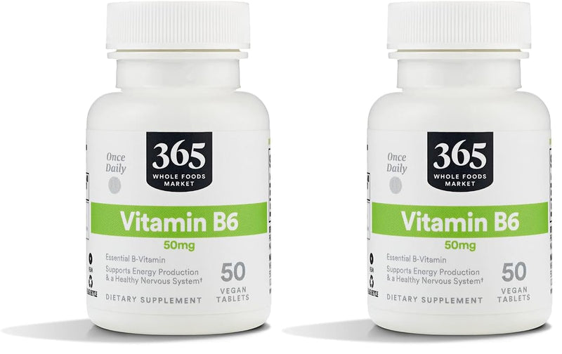 365 by Whole Foods Market, Vitamin B6 50Mg, 50 Tablets (Pack of 2) 50 Count (Pack of 2)
