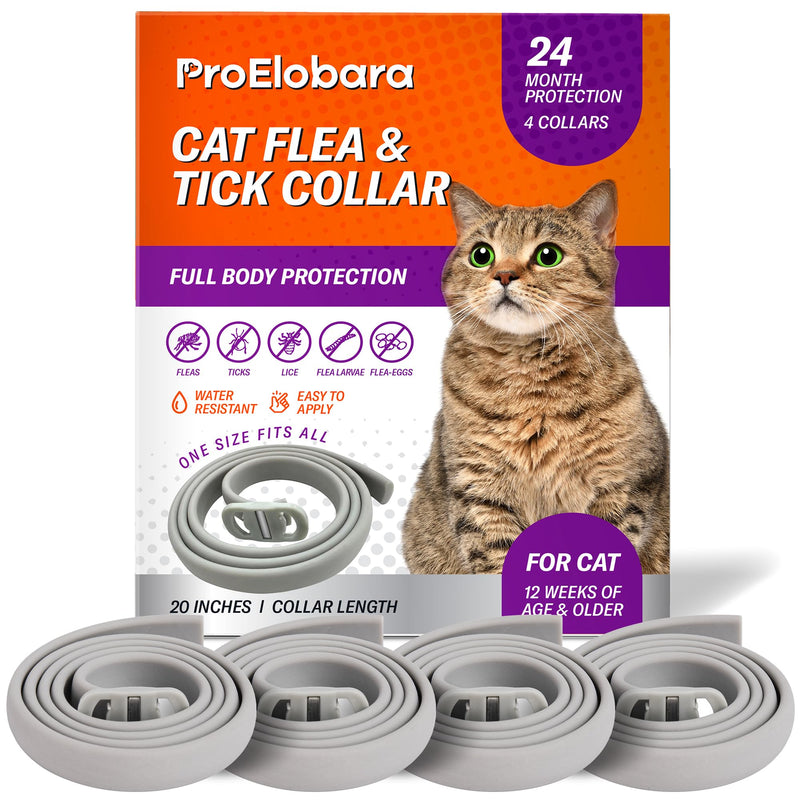 Cat Flea Tick Prevention Collar: Nature Flea Collar for Cats Fleas Repellent Collars - Safe Tick Prevention Collars for Cats Ticks Control for Kitten - 4 Pack 24 Month Protection Gray - BeesActive Australia