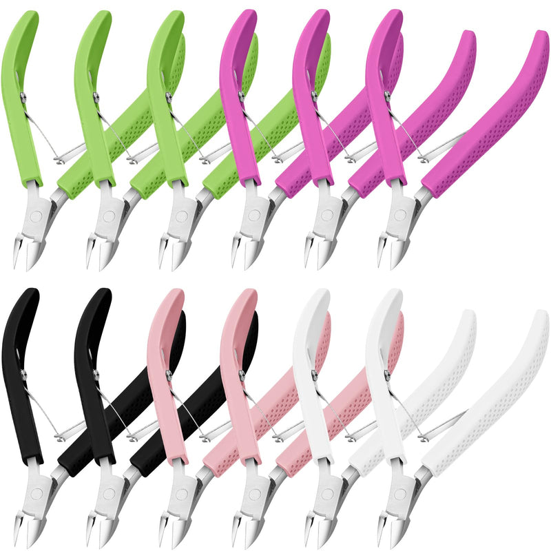 12 Pack Cuticle Nippers Upgraded Trimmer Kit with Non Slip Silicone Handle Stainless Steel Cuticle Cutter Clipper Manicure Tool for Nail Care Fingernails and Toenails - BeesActive Australia