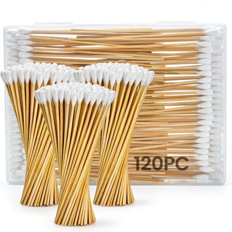 120pcs Long Cotton Swabs in Storage Box, 6 Inch Dog Ear Swabs for Dogs, Small and Medium Pet Ears Cleaning - Professional Dog Ear Cleaning Tool, Specially Designed for Dogs, Cleaning Solution - BeesActive Australia