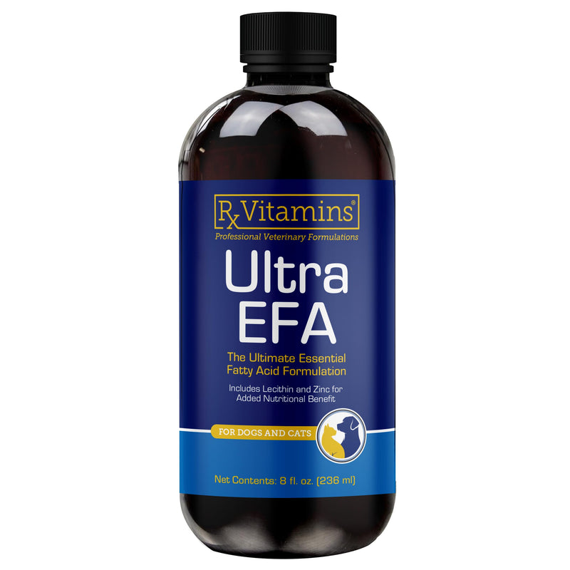 Rx Vitamins Ultra EFA Omega 3 Fish Oil for Dogs & Cats - Promotes Heart, Brain, and Joint Health with Vitamin E, Biotin, and Zinc - Liquid Fish Oil for Itch Relief, Dog Shedding, Coat Health - 8 oz New Label