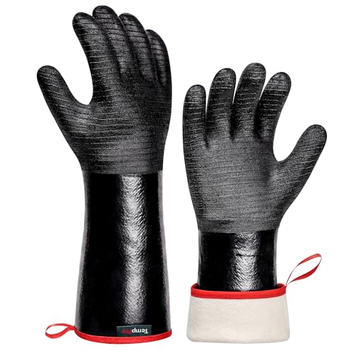 TempPro 932°F Heat Resistant BBQ Gloves, 14" Waterproof Oven & Grill Gloves