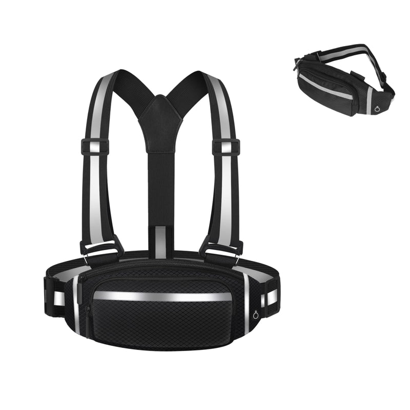 360° Reflective Running Belt & Vest | High Visibility Safety Gear with Adjustable Straps for Night Jogging, Walking, Cycling | Lightweight & Water Resistant Waist Pack - BeesActive Australia