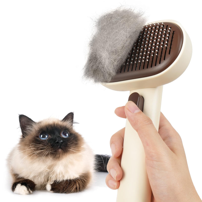 aumuca Cat Brush for Shedding, Cat Brushes for Indoor Cats, Cat Brush for Long or Short Haired Cats, Cat Hair Brush Cat Grooming Deshedding Brush for Dog Kitten Rabbit Massage Removes Loose Fur, Brown - BeesActive Australia