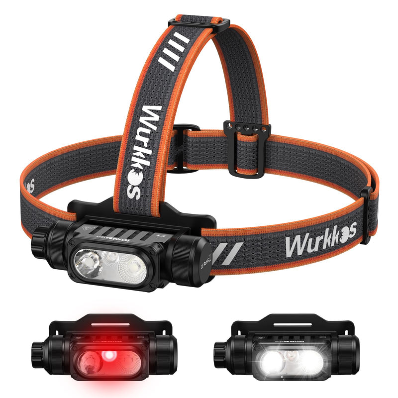 Wurkkos HD16 Headlamp Rechargeable 2500 Lumens, Powerful Light weight Head Flashlight with Throw White, Flood White Light and 660nm Red Light, IP66 Waterproof, USB-C Charging for Camping, Hiking, Work - BeesActive Australia