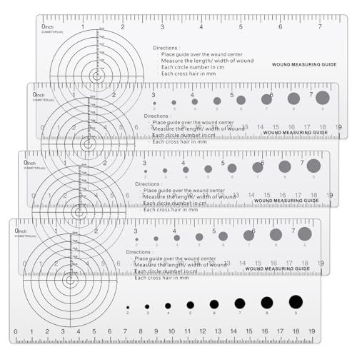 Geiserailie 4 Pcs Medical Ruler with Wound Measuring and Pupil for Nurses