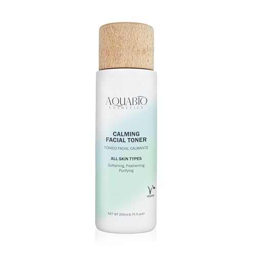 AquaBio Organic Hydrating Toner with Rose Water & Aloe Vera, Moisturizing Toner for Dry Skin, Vegan & Alcohol-Free, Calming & Nourishing, Gentle & Balancing, Purifying & Brightening Formula 6.75 Oz