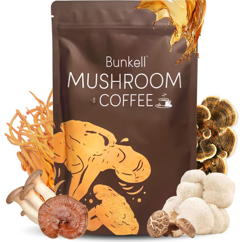 Mushroom Coffee, Adaptogenic 6 Mushrooms with Lion's Mane, Reishi, Cordyceps, Shiitake, King Trumpet & Turkey Tail, Instant Coffee Powder for Energy, Digestion & Immune Support, 30 Servings 6.35 Ounce (Pack of 1)