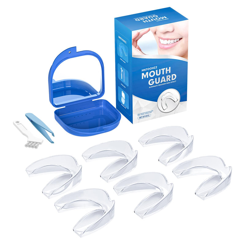 Mouth Guard for Grinding Teeth at Night 6 Pack (One Size), Night Guards for Teeth Grinding, Moldable Bite Guard for Teeth Clenching Nighttime with Mirror - BeesActive Australia