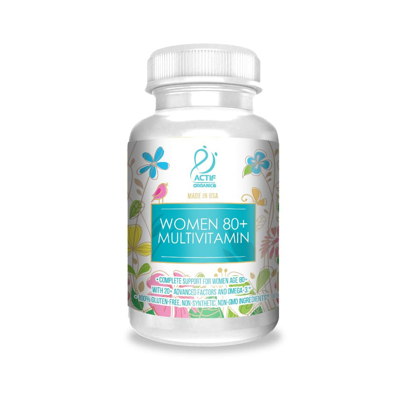 ACTIF Organic Multivitamin for Women Age 80+ with 20+ Advanced Factors and Omega-3 – Non GMO, Made in USA, 90 Count