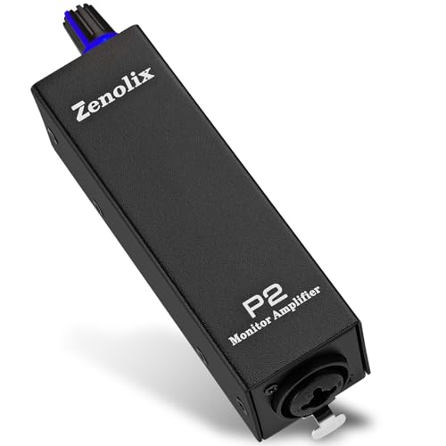 P2 Portable In Ear Monitor Amplifier, Headphone Amp with XLR/TRS Inputs 3.5mm Output, Enhanced Sound Quality, Durable Belt Clip, Guitar Headphone Amplifier with Stereo/Mono Switch for Performers,Black Black