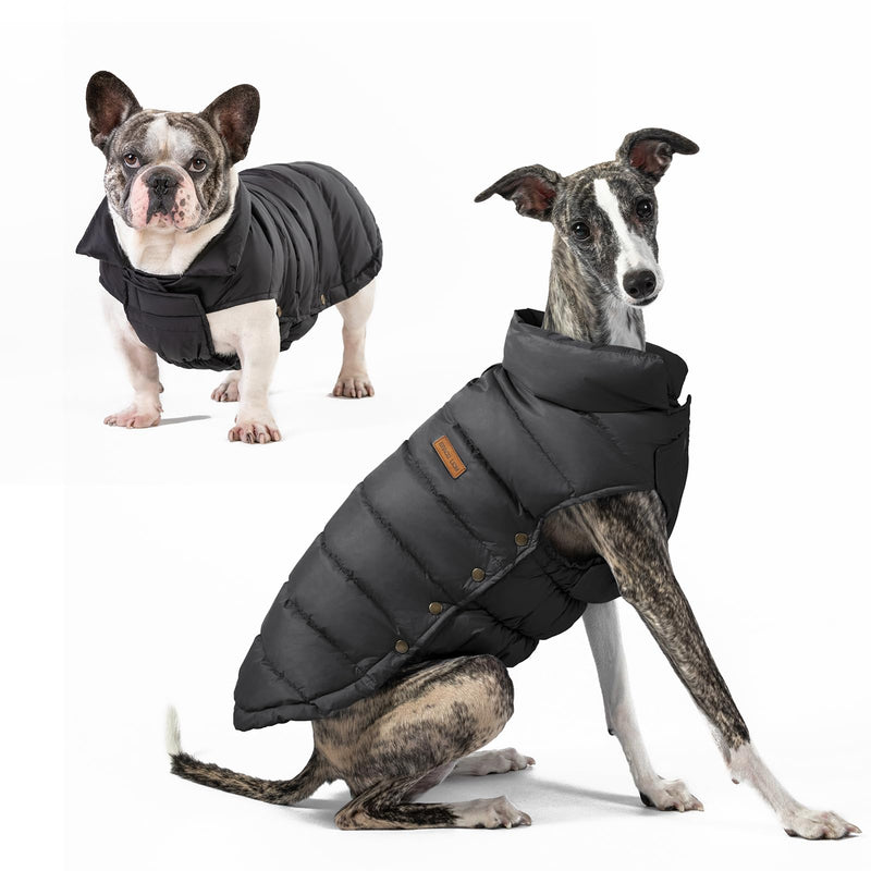 SPACE LION Dog Puffer Jacket, Down Dog Winter Coat, Waterproof, Windproof, Lightweight Dog Jacket, Adjustable Fit Dog Coat for Small, Medium, and Large Dogs(Black,M) Black - BeesActive Australia