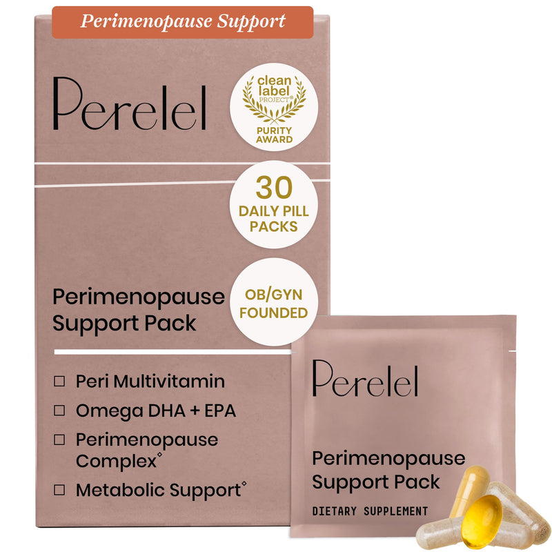 Perelel Perimenopause Support Vitamins for Women, Multivitamin and Omega 3 | Womens Nutrition Support & Overall Wellness, L-Theanine, Ashwagandha, & Berberine, Gluten Free, Non-GMO, 30 Daily Pill Packs