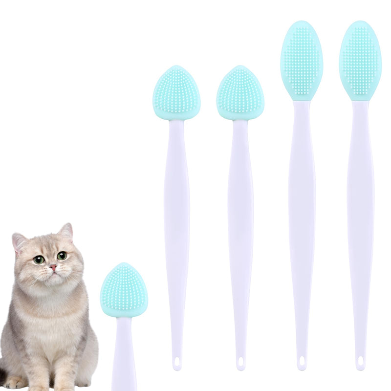 4Pcs Cat Acne Brush Set, Cat Acne Chin Treatment, Black Seed Exfoliating Brush, Dual Sided Silicone Cat Brush, for Cats Chin Acne and Blackhead Exfoliation Blue - BeesActive Australia