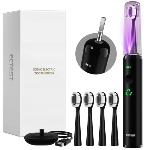 Sonic Electric Toothbrush with Light 4 Brush Heads for Adults and Kids, One Charge for 60 Days, Wireless Fast Charge, 3 Modes, Electric Toothbrushes(Black)