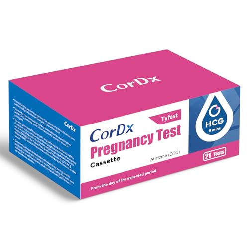 CorDx Early Detection Pregnancy Test Kit, Urine Tests for Easy At Home hCG Level Testing, Tester for Pregnant Women, Clear, Fast and Reliable Result with Over 99% Accuracy, 21 Pack Cassettes 1 Count (Pack of 21)