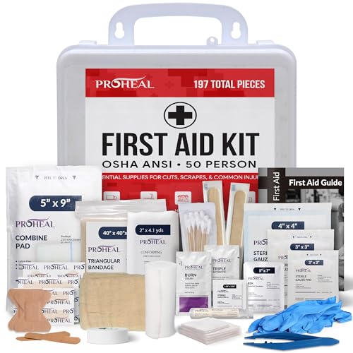 50 Person OSHA Compliant First Aid Kit for Businesses, Vehicles, Trucks, Construction Site - Type III, ANSI Class A Emergency Kit - 197 Piece Essential First Aid Supplies 50 Person Kit