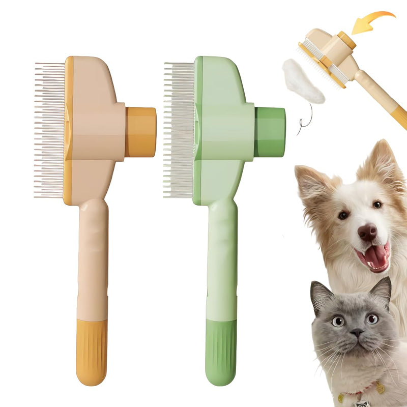 2PCS Pet Comb for Dogs & Cats with Long & Short Stainless Steel Metal Teeth for Shedding and Tangles, Self-Cleaning Pet Comb for Dogs and Cats, Comfort and safety - BeesActive Australia