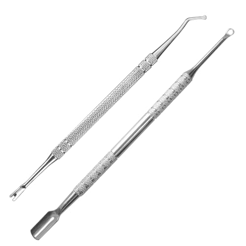 Premium Stainless Steel Manicure Tools 2-Piece Set, Upgrade Gel Nail Polish Remove Tool & Cuticle Pusher, Cuticle Trimmer & Nail Lifter, Durable&Hygienic, For Women Ring Pusher