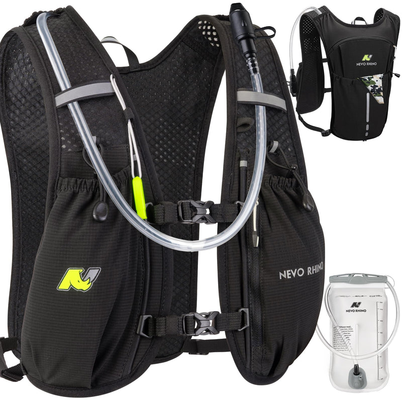 N NEVO RHINO Running Vest, Lightweight Hydration Vest, Insulated Water Backpack with 1.5L Water Bladder for Hiking, Trail, Running,Marathons,Cycling Black