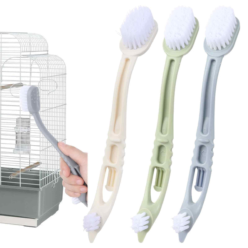 4 Pcs Bird Cage Cleaner with Two Brush Plastic Heads Long Handle Tool for Cleaning Bird Cages ssential Bird Cage Accessory - BeesActive Australia