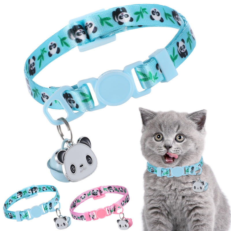Cotton Breakaway Cat Collar with Bell, Cute Cat Collar with Panda Accessory, Kitten Collar for Girl Cats Boy Cats - BeesActive Australia