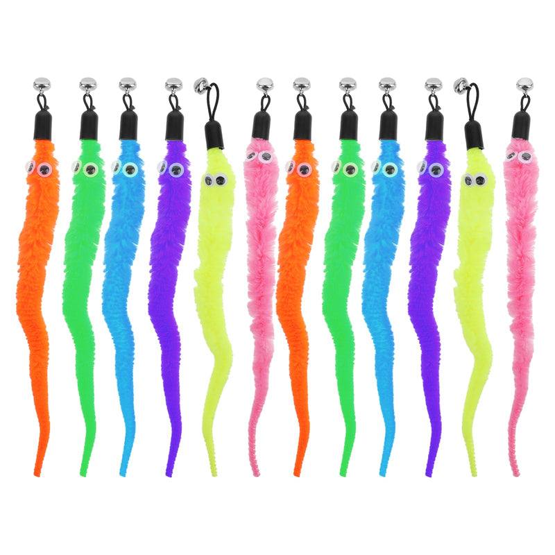 Vin Beauty 12 Pcs Cat Worm Toy Refills Cat Toys Wand Replacement Cat Wand Refills Worm Teaser with Bells Cat Wand Attachments Worm Toy Cat Accessories for Bored Indoor Cats Kitten - BeesActive Australia