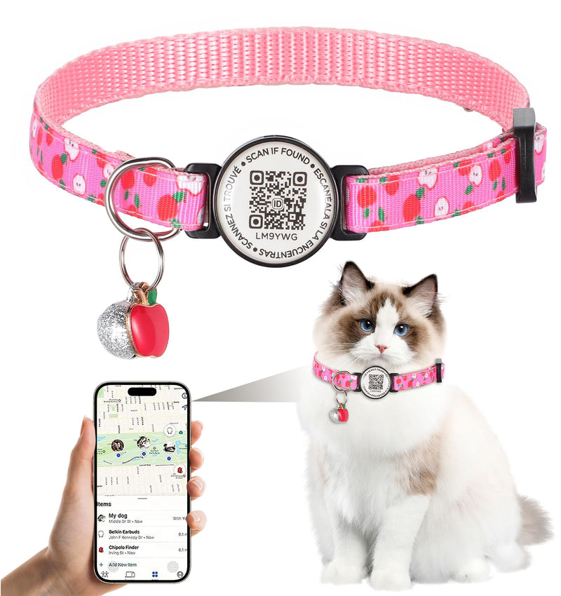 Cat Collar with QR Code, Adjustable Cat ID Collar with ID Tag, Reflective Cat Collar with Bell, Fits Small to Large Cats - BeesActive Australia