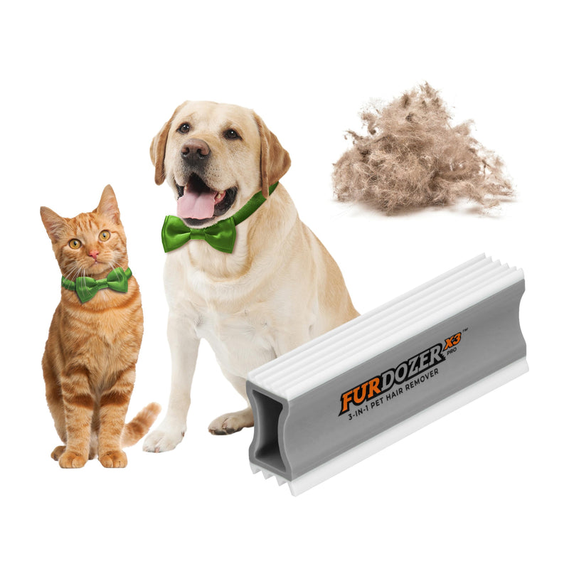 FurDozer X3 PRO Pet Hair Remover & Auto Detailing Tool - Cat & Dog Hair Remover for Carpets, Car Interiors, Couches, Bedding, & Furniture - Reusable Pet Hair Removal Tool for Dog Fur & Lint, 5", Grey X3 PRO - 5" Long Gray - BeesActive Australia
